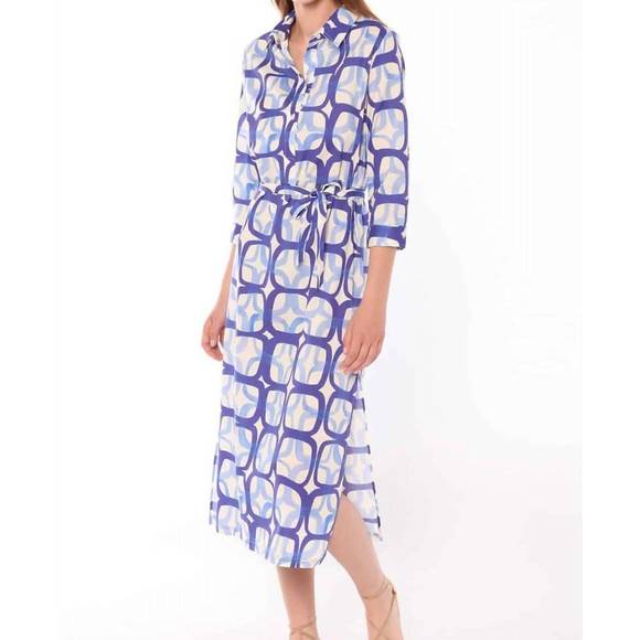 Vilagallo Navy / White Shirt Dress 33409